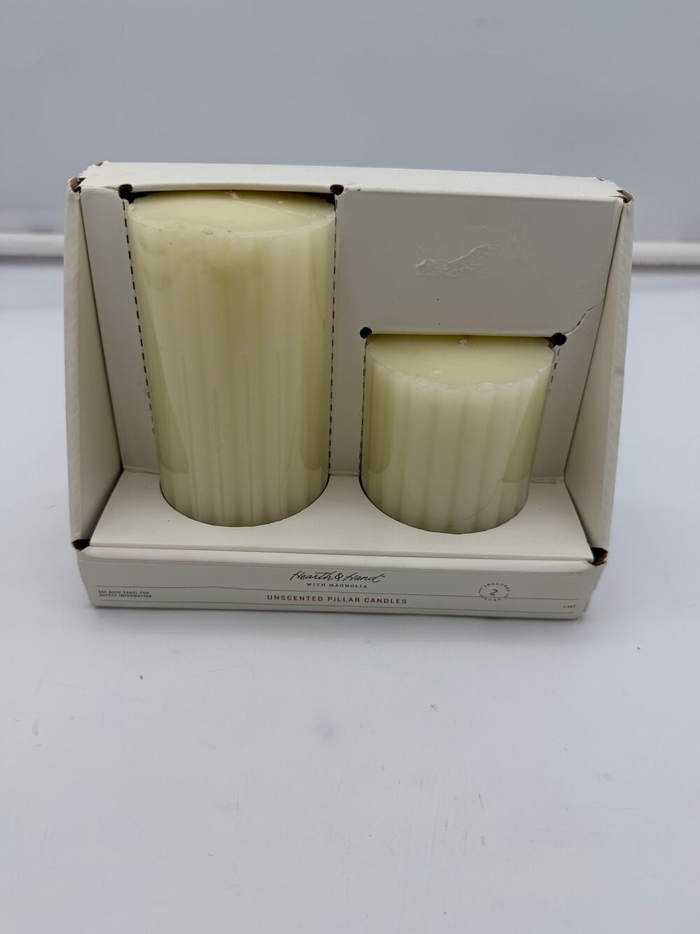 Hearth and Hand Unscented Pillar Candles NIB